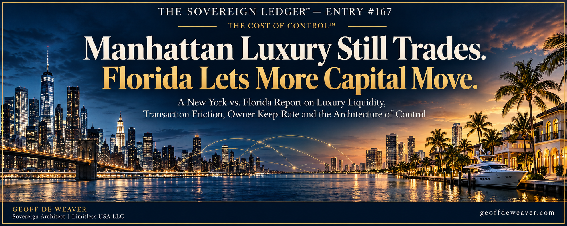 The Sovereign Ledger™ Entry #167 — The Cost of Control™: Manhattan Luxury Still Trades. Florida Lets More Capital Move.