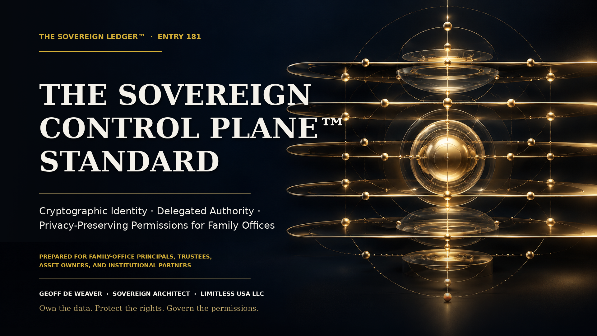 The Sovereign Ledger Entry #181: The Sovereign Control Plane Standard by Geoff De Weaver